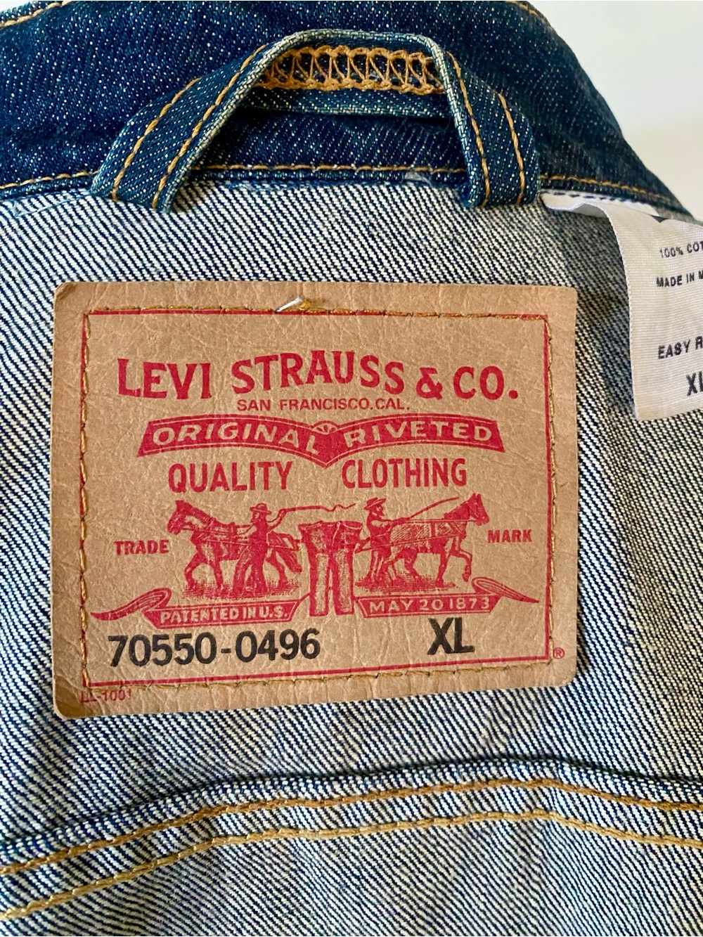 Vintage 2001 Levi’s Easy Rider 70550-0496 Denim Moto Jacket XL with Stand Collar - Picture 9 of 9